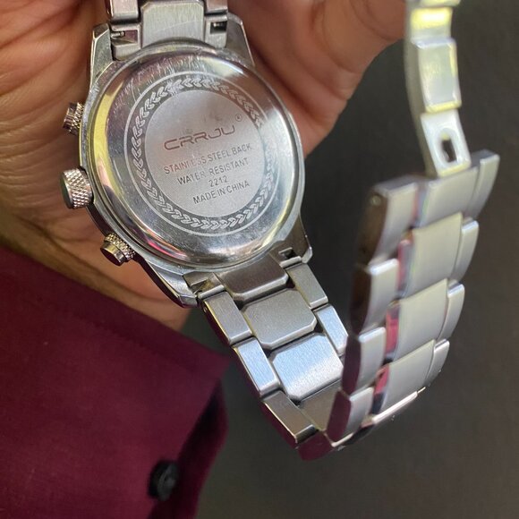 CRRJU Man stainless steel blue and silver quartz wristwatch - Picture 11 of 11